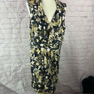 Chico's classic pleated island Floral sleeveless Midi shift Dress sz 3 (XL 16)